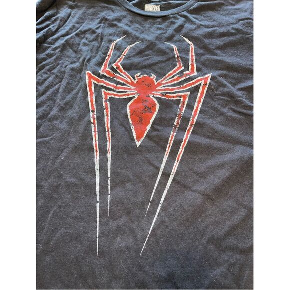 Spiderman Shirt Mens XXL Short Sleeve Black Graphic Crewneck Marvel - Picture 2 of 4